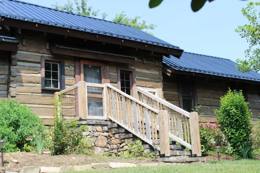 a lovely log home restored by Baldwin Restoration